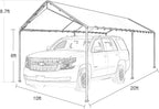 10'x20' Carport Heavy Duty Galvanized Car Canopy with Included Anchor Kit, 3 Reinforced Steel Cables, Light Gray