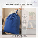 LFH Home Large Premium Cotton Canvas Laundry Bag with Drawstring and Handles Heavy Duty, Multi-Use, and Washable for Home, Travel, College or Storage 28x40 (Pack of 2)-Sky Blue