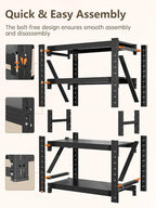 4-Tier Storage Shelves,79" H Heavy-Duty Garage Shelving Unit,Adjustable Industrial Metal Shelf System,4,000lbs Capacity,Tool Organizer for Garage,Workshop,48" W*24" D*79" H,Black