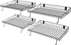 4 Pack Garage Wall Shelf, Garage Wall Mounted Shelving, Heavy Duty Floating Shelves With 8 Hooks, Loads 180 LBS Black Wall Shelves Mesh Storage Rack for Office, Basement, Wall Cabinet and Kitchen