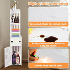 ShellKingdom Toilet Paper Holder Stand, Tall & Slim Bathroom Storage Cabinet, Freestanding Corner Shelf, Bathroom Cabinet for Small Space, Corner Shelf, 39.37 x 7.87 x 7.08 inch (White)