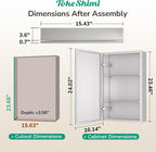TokeShimi 16 x 24 Medicine Cabinets for Bathroom with Mirror, Assembly Required, Recessed Medicine Cabinet with Tempered Beveled Mirror, Stepless Adjustable Shelves, DTC Hinge
