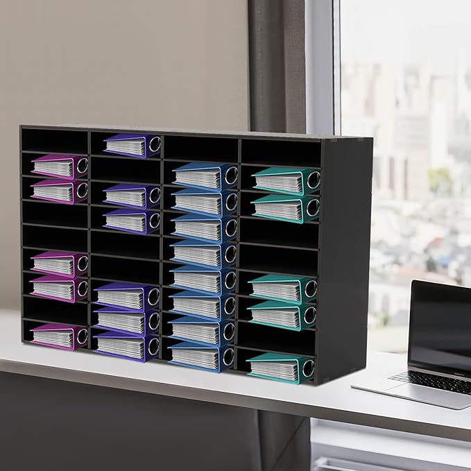 Mail Sorter Organizer, PVC Countertop Literature Organizer, Student Mailbox for Classroom, Desktop Bill Paper Organizer for Office Home School, 36 Compartments, Black