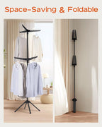 Clothes Drying Rack Foldable, 74.8 inch 2 Tier Laundry Drying Rack with Rotating Clothes Rail for 54 Pieces of Clothes, Space Saving, Indoor, Stainless Steel, Black CDR002B11