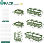 Veken Rustproof & Waterproof Shower Caddy 6-Pack, No Drilling Adhesive Shelves Rack with Soap Holder, Large Capacity Bathroom Organizers and Storage, Wall-Mounted Kitchen & Home Decor, Green