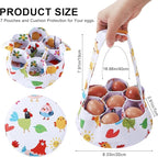 Egg Collecting Basket, Canvas Egg Basket for Gathering with 7 Pouches for Chicken, Duck, Goose, Bird, Various Poultry Collection (Cartoon Chicken Style 2)