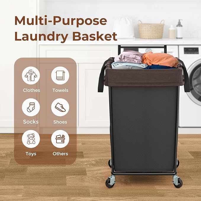 160L Laundry Hamper with Wheels and Handle, 2 Section Large Rolling Laundry Basket Bag with Wheels, Clothes Hamper Cart for Laundry, Bedroom, Bathroom and Dorm