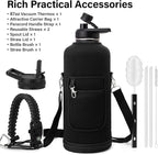 Insulated Water Bottle | Thickened Stainless Steel for Gym and Hiking with Straw, Carrier Bag, Handle Strap | BPA-Free 87 oz