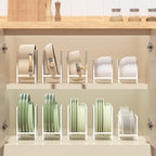2 Large 1 Small Plate Organizers Holders Upright Cabinet Dish Drying Racks Metal Plate Dish Organizers Racks Stands for Countertop and Cupboard White