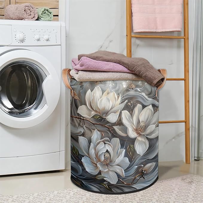 TropicalLife Collapsible Laundry Basket Large Laundry Hamper Waterproof Storage Bins with Leather Handles Clothes Nursery Hampers (Multicolored 4)