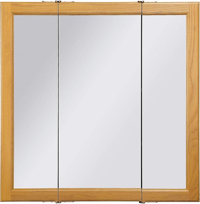 Design House 30 Inch Claremont Bathroom Medicine Cabinet, Wall Mounted, Mirror, Oak, 545301-HOK