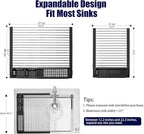 Roll Up Dish Drying Rack,Expandable Over The Sink Dish Drainer,Stainless Steel Kitchen Rolling Sink Rack with Utensil Holder,Length Up to 22.3" (Black, Large)