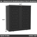 Outdoor Storage Cabinet Waterproof with Shelf,Resin Storage Sheds Outdoor Cabinets for tub Towels/Chemicals/Grill Items/Patio/Garden/Backyard, Size 34.3''L*15''W*36.2''H（Black）
