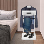 Wood Suit Valet Stand, Valet Stand for Men with Tray and Anti-slip Trouser Rack, Mens Valet Stand for Office, Living Room, Bedroom, White