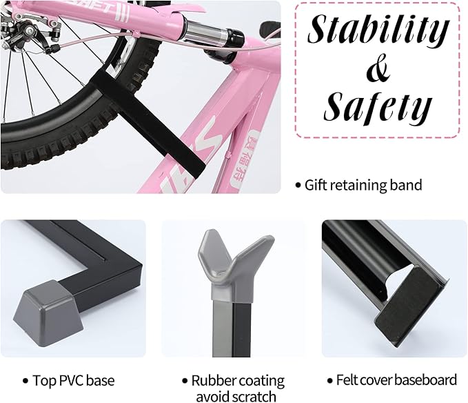 Bike Stand,Vertical Bike Rack For Indoor Bike Storage,Upright Bicycle Stand Floor.Heavy Duty Bike Holder With PVC Coating.Suit 24"-29" MTB,Hybrid and Road Bike,Patent Application. (2 Pack)