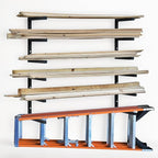 Wood Storage Racks with 3 Level, Garage Organizer Lumber Storage Rack Wall Mounted, Workshop Organizers Wood Wall Shelving, Lumber Metal Racks for Garage, Basement, Indoor and Outdoor (Black-4 Pack)