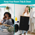 BlissTotes Laundry Basket Laundry Hamper with Lid, Collapsible Laundry Hampers, Laundry Bin, Clothes Hamper Basket with Internal Support & Wheels & Handles for Bathroom, Bedroom (100L, Black)
