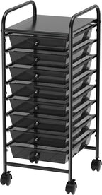 Simple Houseware Utility Cart with 8 Drawers Rolling Storage Art Craft Organizer, Black