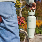 Hydro Flask Travel Water Bottle - Insulated Stainless Steel - Wide Straw Lid, Non Spill, Leakproof in 32 Oz Oat Tan