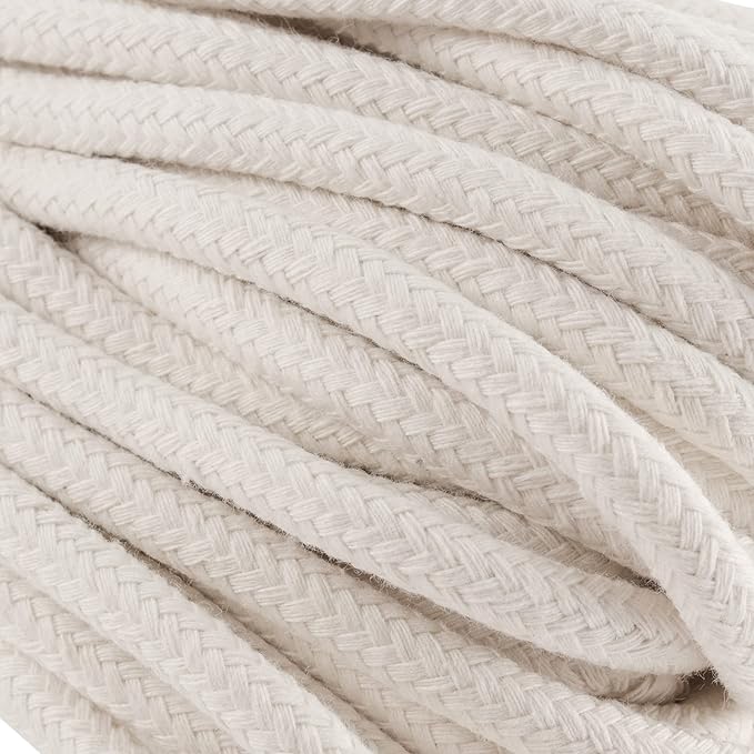 FUNSUEI 328 Feet #8 Sash Cord, 1/4 Inch Cotton Sash Cord, White Sash Cords for Window, Clotheslines, Decoration, Tie Down, Camping