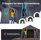 KING BIRD 10' x 20' Round Style Garage Shelter with Roll-up Ventilated Windows Heavy Duty Storage Carport Portable Canopy Storage Shelter Shed for Boat, Patio Furniture and Lawn Mower-Dark Gray