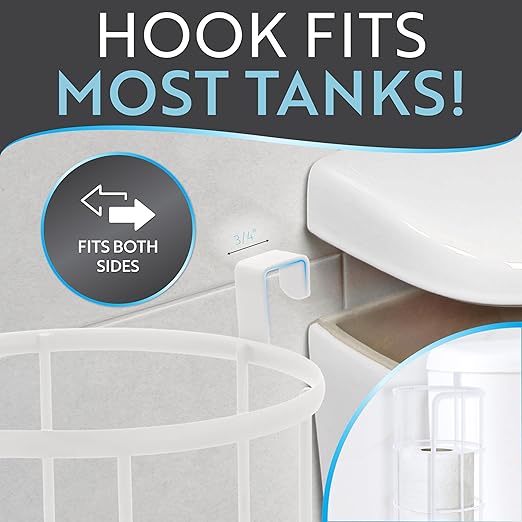 BROOKSTONE Over the Toilet Paper Holder Reserve - Toilet Paper Holder with Storage, Bathroom Toilet Paper Organizer, Metal Toilet Paper Roll Holder Fits Any Size Rolls - Matte White