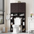 Vabches Over The Toilet Storage Cabinet, Farmhouse Storage Cabinet Over Toilet with 2 Barn Doors ，Toilet Paper Holder Stand，Home Space-Saving Toilet Rack, for Laundry, Restroom, Bathroom(Walnut)