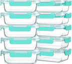 M MCIRCO 10-Pack 22 Oz Glass Meal Prep Containers with Lids - Microwave, Oven, Freezer & Dishwasher Safe - Green