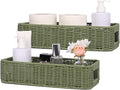 Small Resin Wicker Basket: Waterproof Sage Green Vanity Organizer 2-Pack for Modern Minimalist Decor