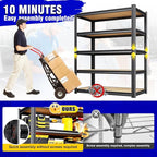 78"H Garage Shelving 2050 lbs Heavy Duty 5-Tier Storage Shelves, 46"W x 20"D Extra Large Metal Shelving Unit, Adjustable Utility Steel Rack for Industrial Warehouse, Shop, Pantry, Basement, Black