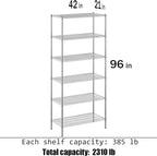 21" Deep x 42" Wide x 96" Height Wire Shelving Kit | 6-Tier | NSF Commercial Storage Rack Unit