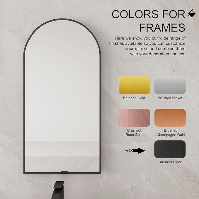 Recessed Medicine Cabinet with Mirror,Black Arched Medicine Cabinet,Arch Bathromm Medicine Cabinet Recessed,Metal Edge Bathroom Mirror with Storage,Surface Mount Mirrored Cabinets 16x31