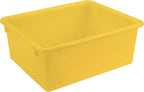 Storex Letter Size Deep Storage Tray – Organizer Bin with Non-Snap Lid for Classroom, Office and Home, Yellow, 5-Pack (62546A05C)