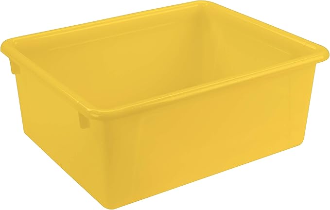 Storex Letter Size Deep Storage Tray – Organizer Bin for Classroom, Office and Home, Yellow, 5-Pack (62526A05C)