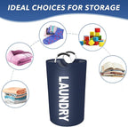Vivicreate 115L Large Laundry Basket, Freestanding Tall Clothes Hamper, Foldable Washing Bin, Collapsible Laundry Bag (BLUE)