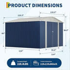 10 X 10 FT Outdoor Storage Shed,Metal Garden Sheds&Outdoor Storage, Lockable Gable Roof Garden Tool Shed, All-Weather Resistant Storage Unit for Bikes, Ladders, Patio Supplies & Garden Essentials