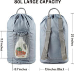 Seiritex Backpack Laundry Bag, Large Laundry Backpack with Detergent Holder and Adjustable Shoulder Straps for College Travel Dorm Room (Gray)