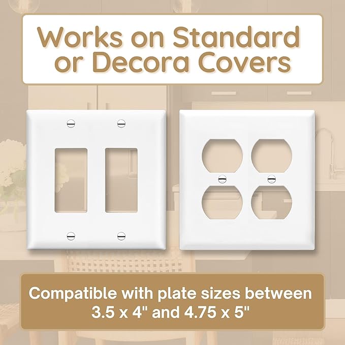Power Perch Double Wall Outlet Shelf with Cord Storage Strap - Declutter & Reclaim Bathroom Counter Space - Alexa Stand, Apple Homepod Shelf, Toothbrush Holders Wall Mounted - White, 2-Pack