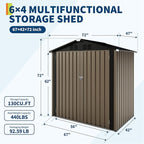 6x4 FT Outdoor Storage Shed, Garden Tool Storage Shed with Sloping Roof and Double Lockable Door, Outdoor Sheds with Panel Protection for Backyard Garden Patio Lawn
