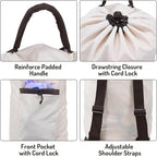 Seiritex Laundry Bag Backpack with Shoulder Straps and Detergent Holder Clothes, Travel Laundry Backpack Bag Hamper for College Dorm Room (Khaki w Brown)