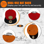 24 Pack Adhesive Hat Hooks for Wall, Strong Hat Rack for Baseball Caps, Minimalist Hat Organizer Display for Home Decor, Hat Hold Hanger for Wall, Door, Closet, No Drilling - USA Patented (Grey)