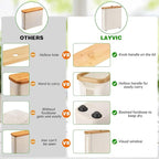 Toilet Paper Storage Basket with Bamboo Lid, Large Storage for Up to 9 Mega Rolls or 12 Regular Rolls, Toilet Paper Organizer for Bathroom (Beige)