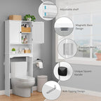 RRX Over The Toilet Storage Cabinet,Bathroom Above Toilet Cabinets Organizer, 24.8" L x 9.1 "W x 65.7 "H Free Standing Toilet Rack with Adjustable Shelf and Open Storage,Double Doors(Pure White)