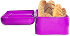 Culinary Couture Extra Large Purple Bread Box for Kitchen Countertop - Holds 2 Bread Loaves! - 16.5" x 9" x 6.5" - Stainless Steel Vintage Bread Boxes for Kitchen Counters - Bonus Recipe Ebook