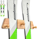 Tuiiopoli Ski Rack with 3 Wood Hook - Minimalist Oakwood Style Snowboard Wall Mount Storage Damage-Free Modern Floating Display Hanger for Home Garage Longboard Holder Vertical