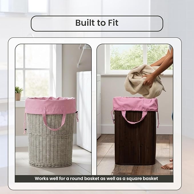 LFH Home Cotton Canvas Large Laundry Bag with Handle, Heavy Duty Drawstring Closure Washable Laundry Bags, School Travel, Home, Hotel, College Dorm, Organizer Sack, Toys Clothes 20x30-Pink