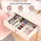 6 PCS Desk Drawer Organizer, Bathroom Drawer Organizer Trays with Dividers Adjustable, Makeup Organizer Bins for Vanity Clothes Junk Kitchen Utensil