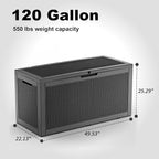 120 Gallon Outdoor Waterproof Resin Storage Deck Box Lockable Outside Bench UV Resistant Bin Patio Porch Furniture Pool Float Garden Tool Cushion Black