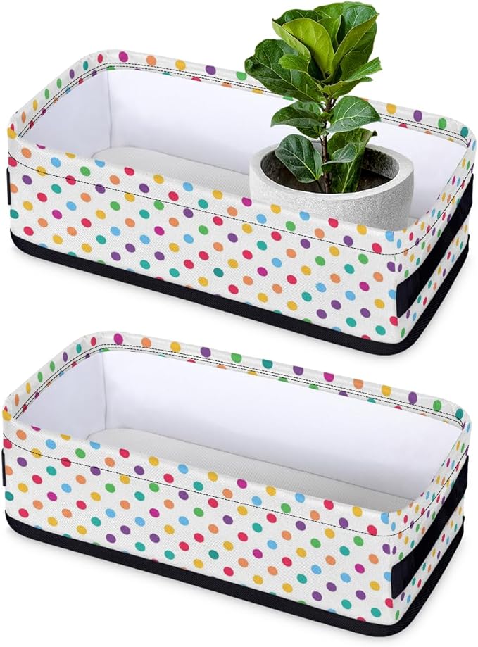 Colorful Polka Dot Bathroom Storage Baskets Waterproof Bathroom Counter Organizer Decorative Toilet Paper Storage Basket for Organizing for Bathroom Living Room Decor