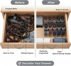 Belt Organizer 2pack,Acrylic Belt Organizer for Closet with Removable Dividers - 5 Compartments & Handles Drawer organization and storage for Purse,underwear, Socks, and Ties (2)